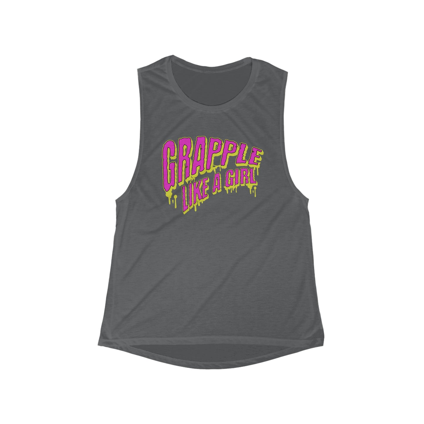 Women's Grapple like a Girl Flowy Scoop Muscle Tank - Slime