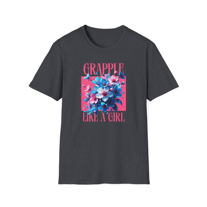 Women's Jiu Jitsu Grapple like a Girl BJJ Unisex Softstyle T-Shirt - Blossoms