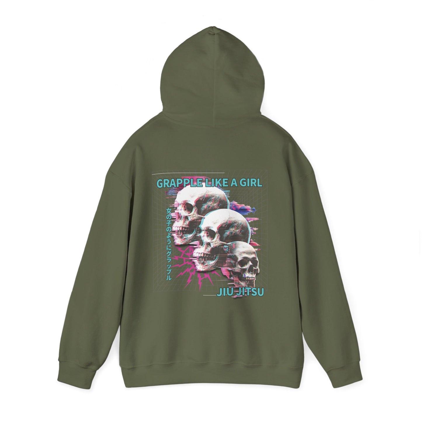Women's BJJ Hoodie - Grapple Like a Girl, Neon Skulls