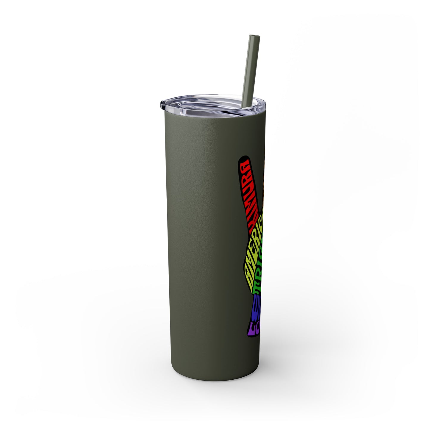 BJJ Submission Peace Sign Skinny Tumbler with Straw, 20oz