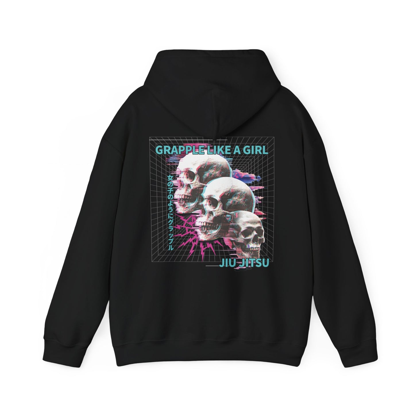 Women's BJJ Hoodie - Grapple Like a Girl, Neon Skulls