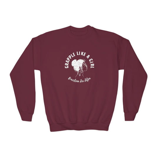 Grapple Like A Girl Youth Crewneck Sweatshirt - Girl Logo