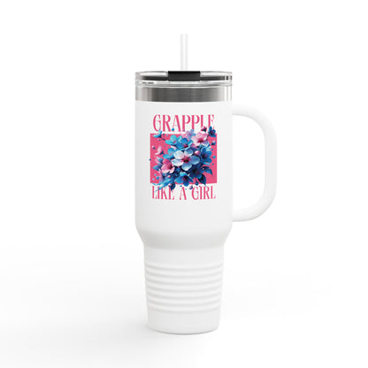 Grapple like a Girl Insulated Travel Mug - 40oz - Cherry Blossoms