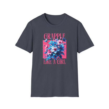 Women's Jiu Jitsu Grapple like a Girl BJJ Unisex Softstyle T-Shirt - Blossoms