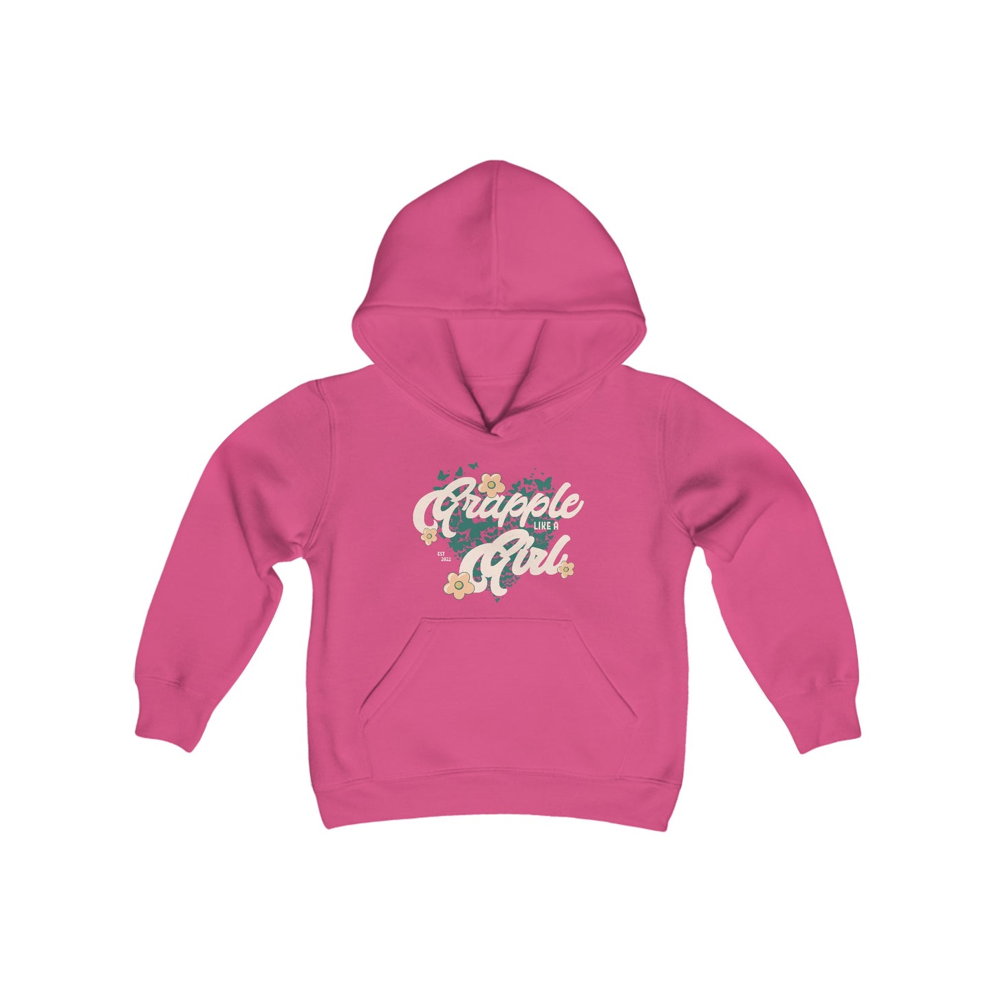 Youth Grapple like a Girl BJJ Retro Butterfly Jiu Jitsu Hoodie