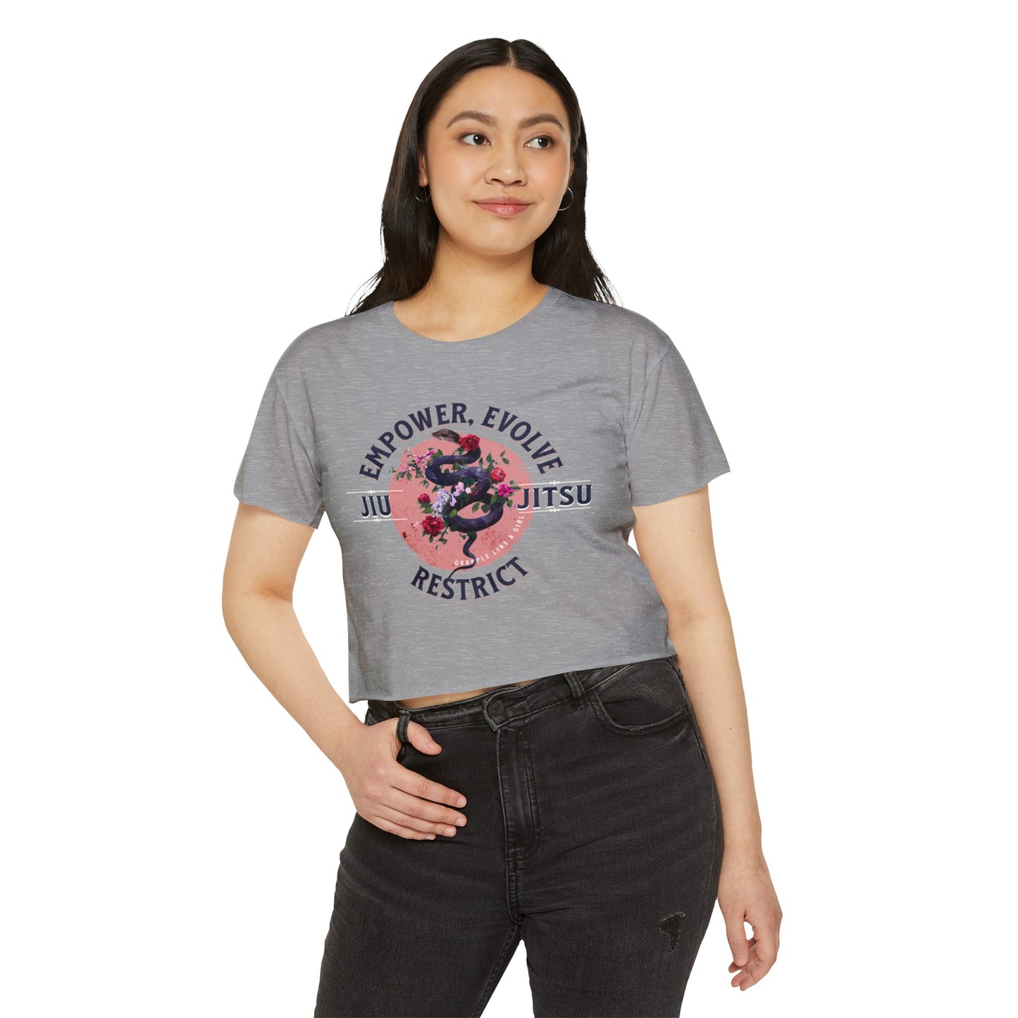 Women's BJJ Empower, Evolve, Restrict Snake Crop Top