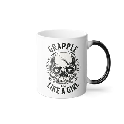 Grapple like a Girl Color Morphing Mug, 11oz - Skull Logo