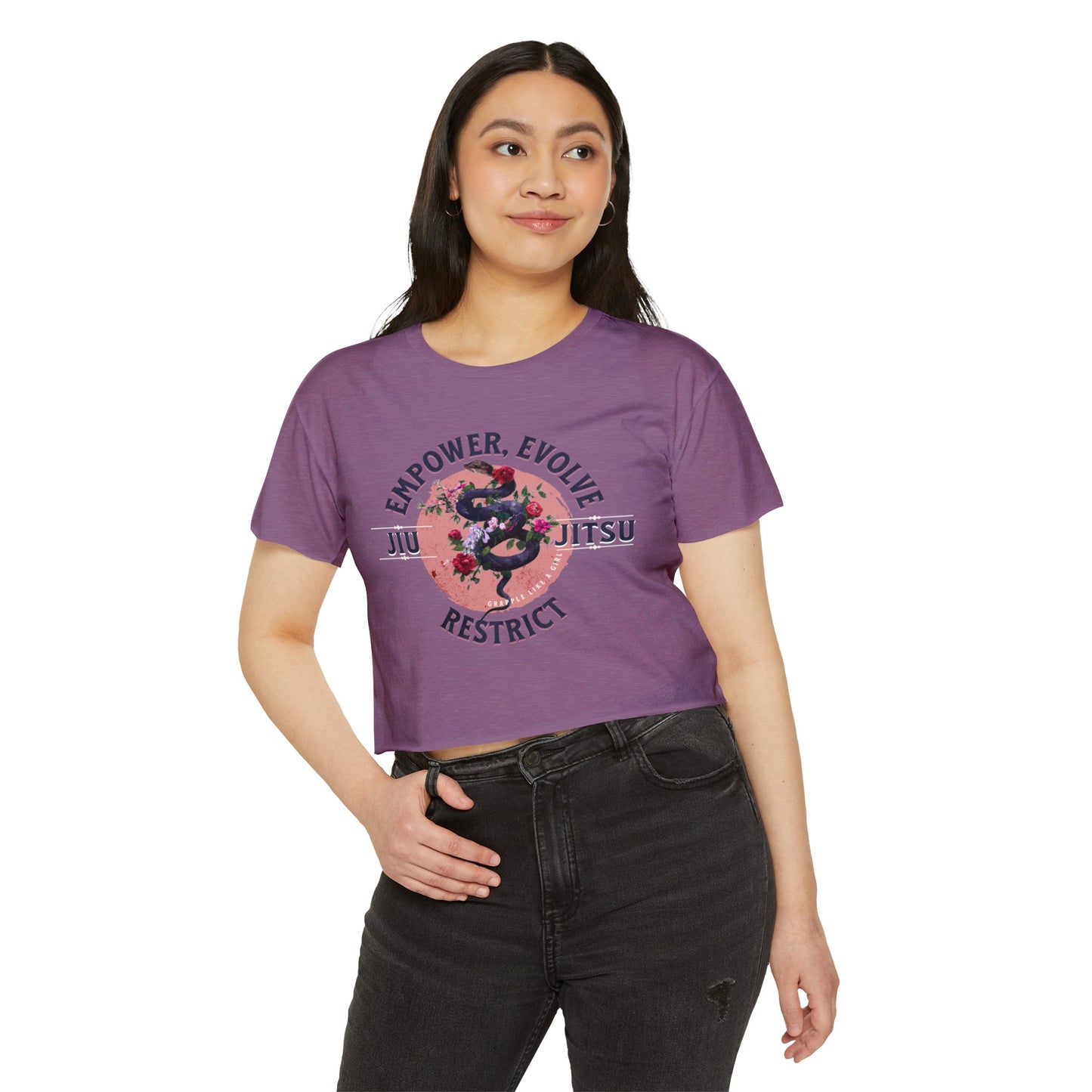 Women's BJJ Empower, Evolve, Restrict Snake Crop Top