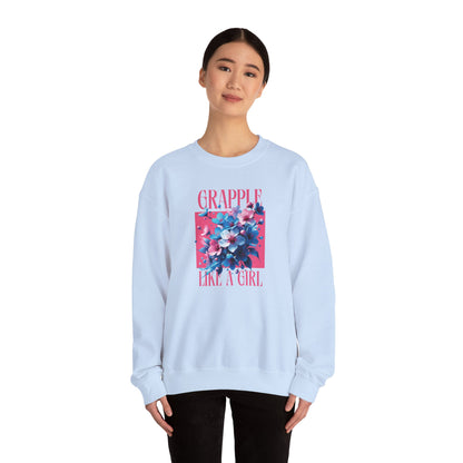 Grapple like a Girl BJJ Women's Crewneck Sweater - Blossoms