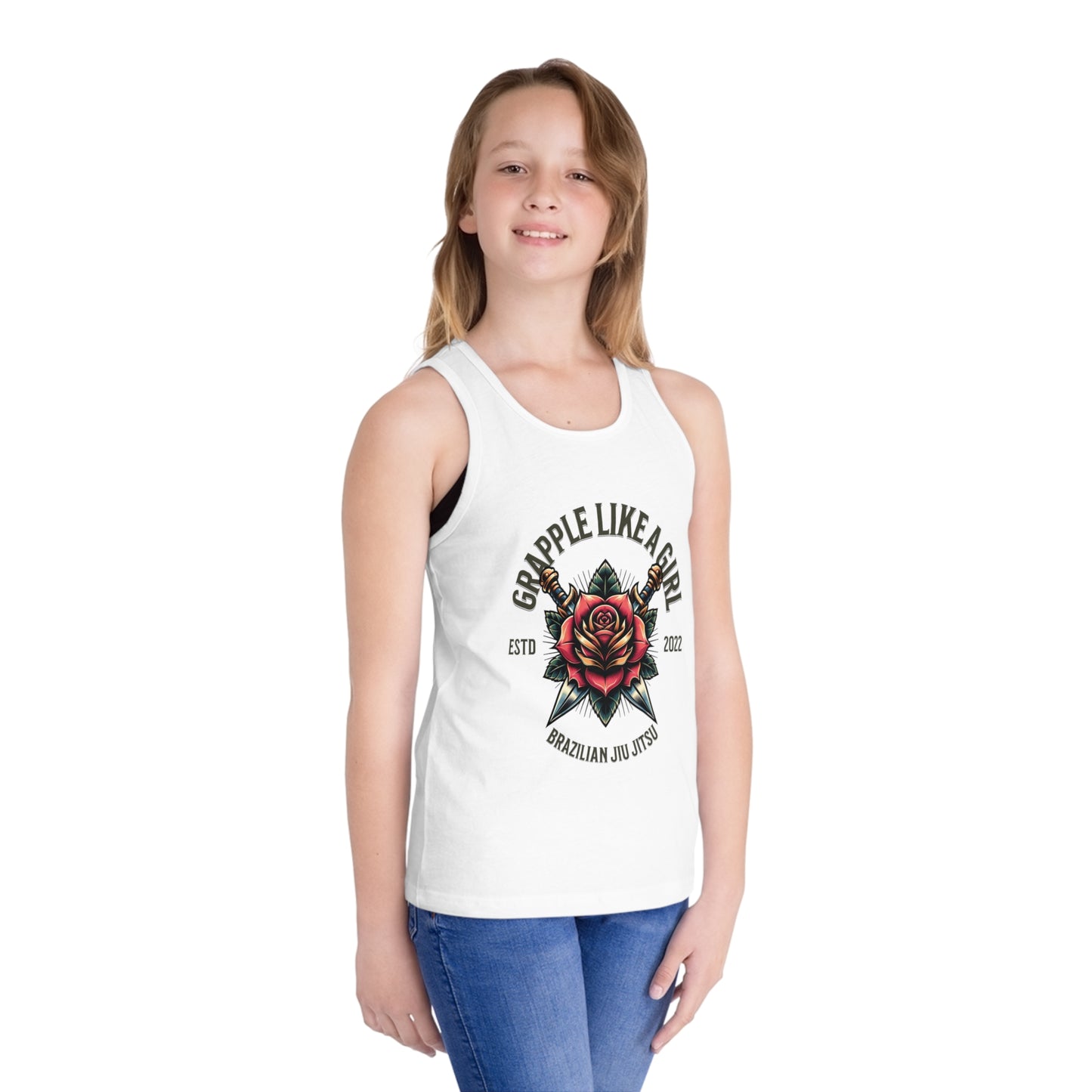 Grapple like a Girl Rose Youth Jersey Tank Top