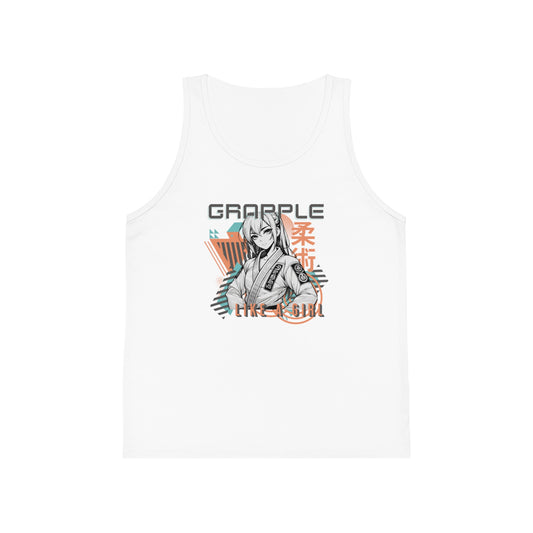 Grapple like a Girl Youth Jersey Tank Top - Anime Girl