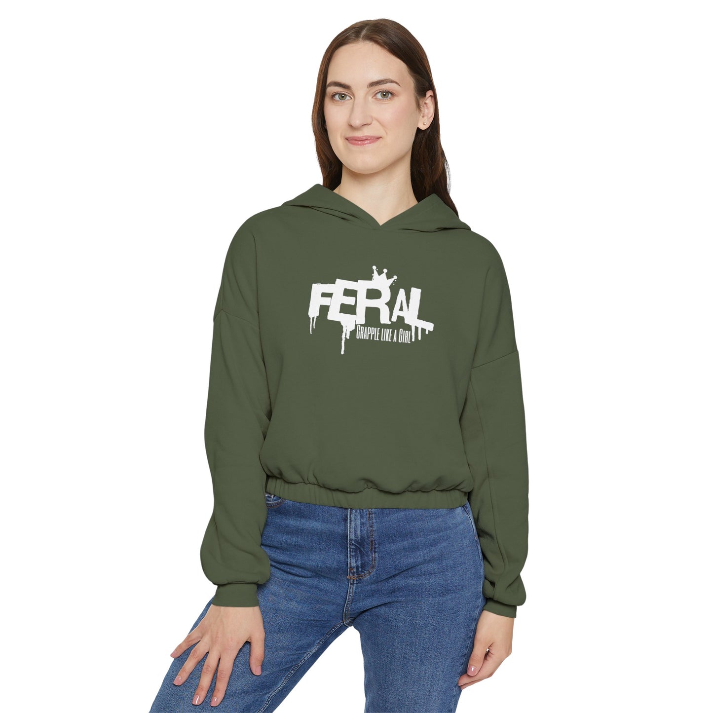 Feral Grapple like a Girl BJJ Women's Cinched Bottom Hoodie