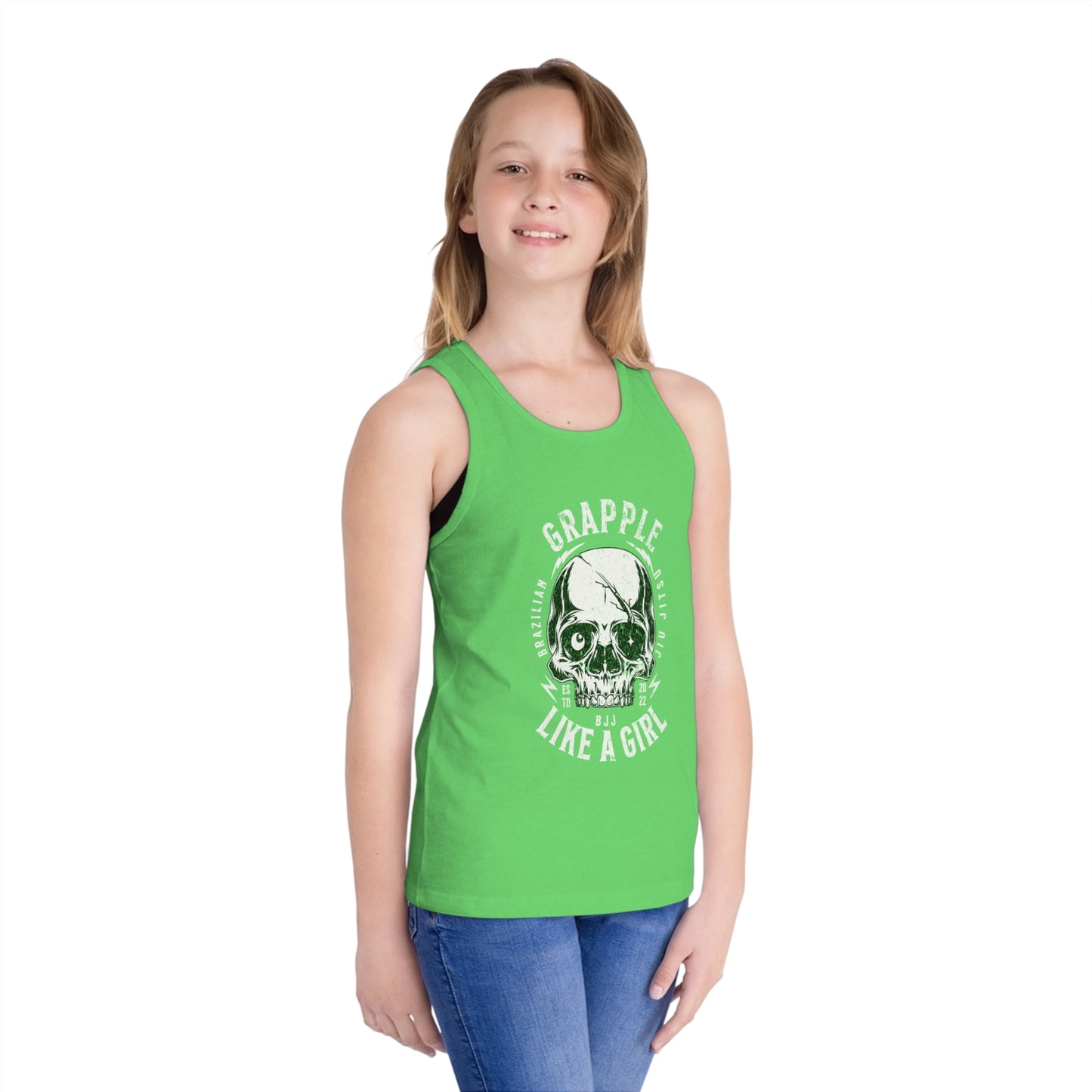 Grapple like a Girl Skull Youth Jersey Tank Top