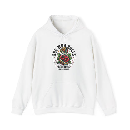 Grapple like a Girl Jiu Jitsu Hoodie - She Whoe Rolls Conquers