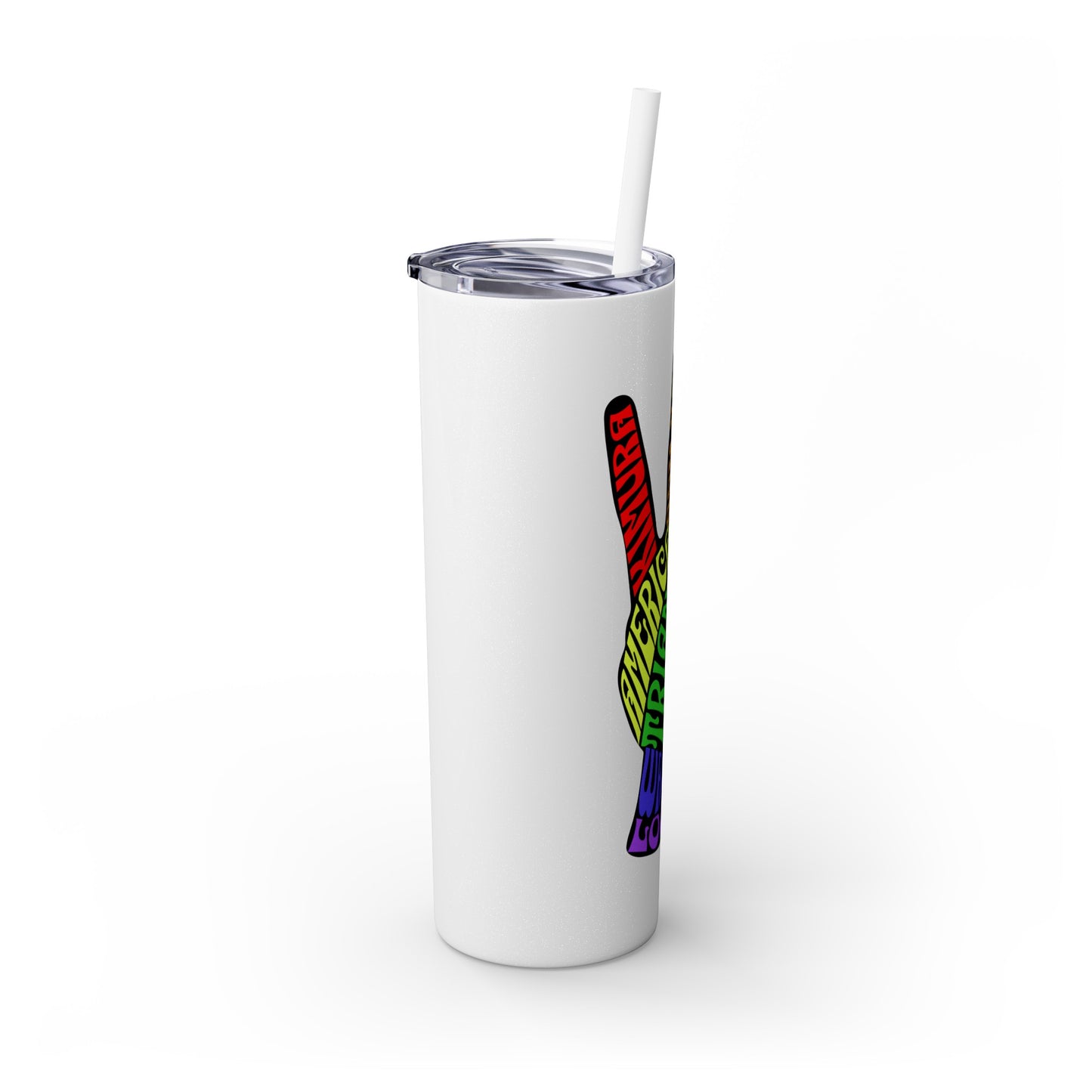 BJJ Submission Peace Sign Skinny Tumbler with Straw, 20oz