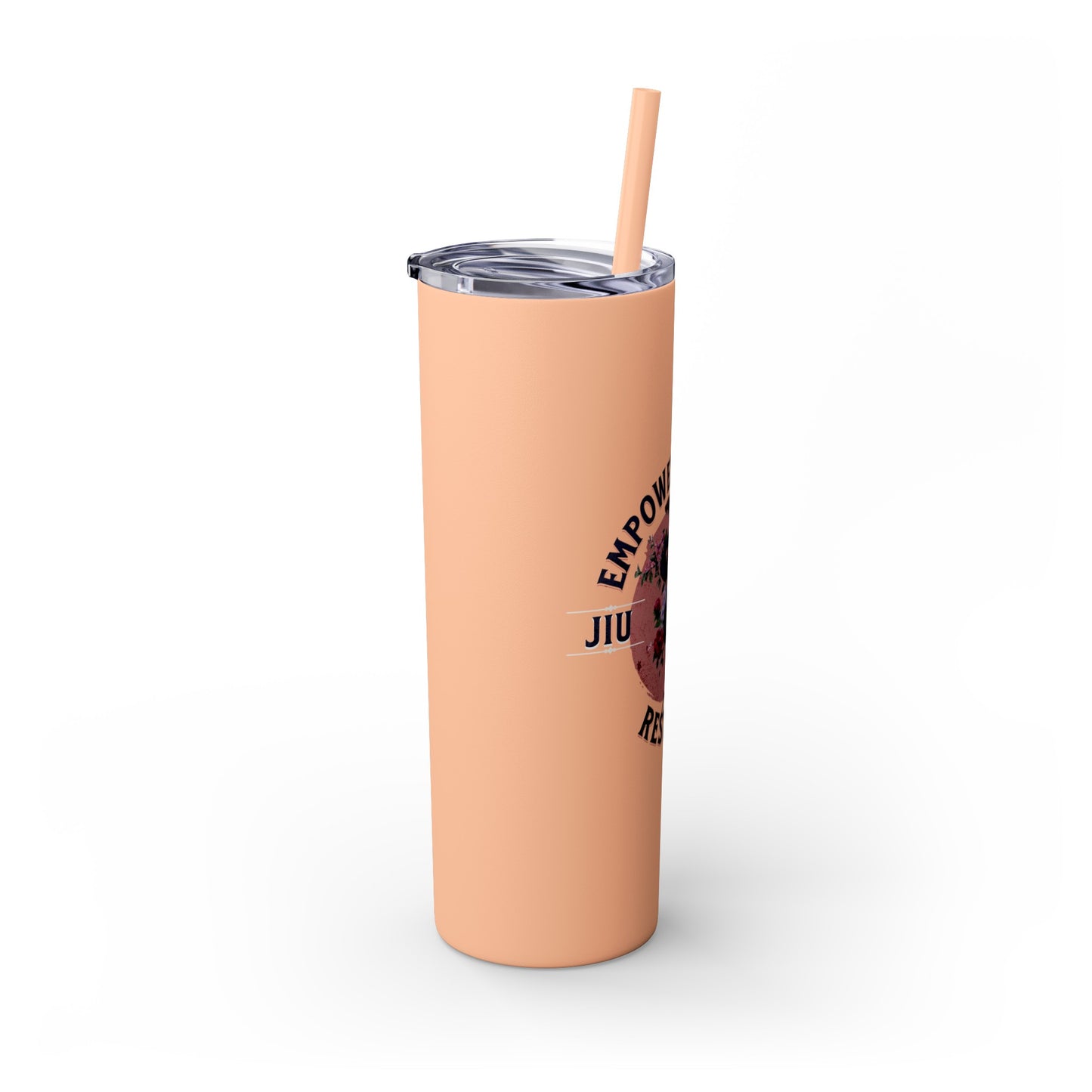Ladies BJJ Empower, Evolve, Restrict Skinny BJJ Gift Tumbler with Straw, 20oz
