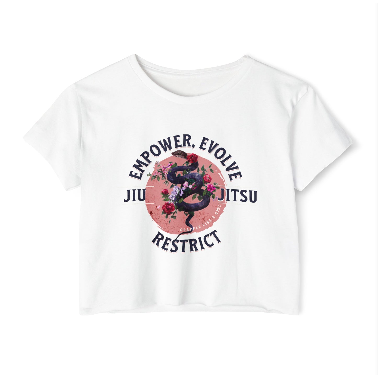 Women's BJJ Empower, Evolve, Restrict Snake Crop Top