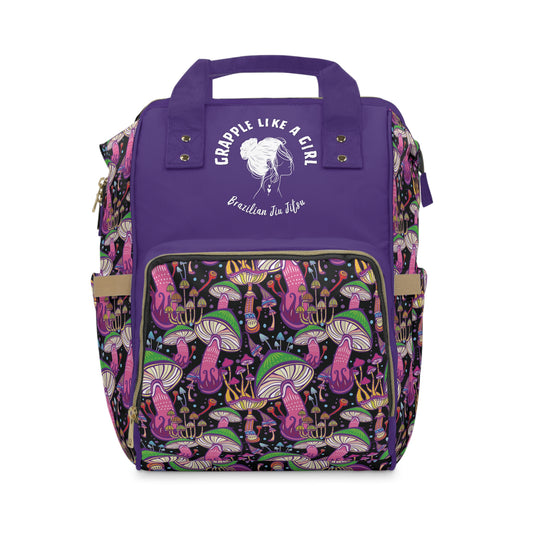 Women's Grapple like a Girl Jiu Jitsu Gear Backpack - Purple Mushroom Pattern