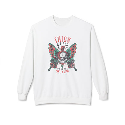Crewneck Sweatshirt - Grapple Like a Girl Thick & Tired BJJ Sweater