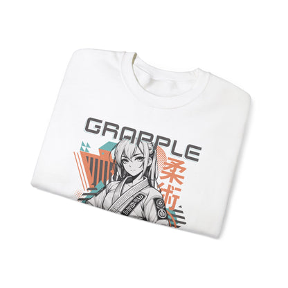 Grapple like a Girl BJJ Women's Crewneck Sweater - Anime Girl