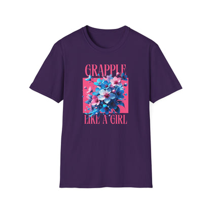 Women's Jiu Jitsu Grapple like a Girl BJJ Unisex Softstyle T-Shirt - Blossoms