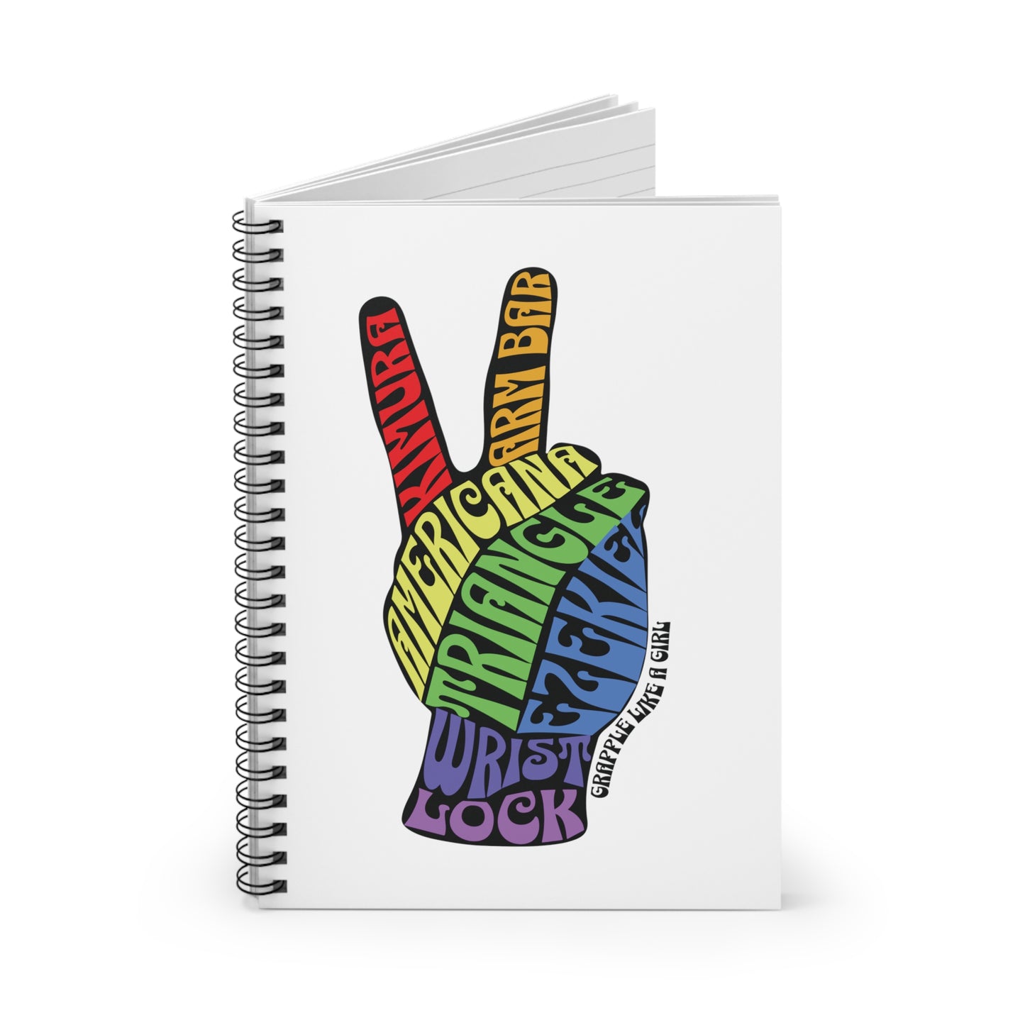 Jiu Jitsu Peace Sign Submission Women's BJJ Blank Journal, Spiralbound Notebook