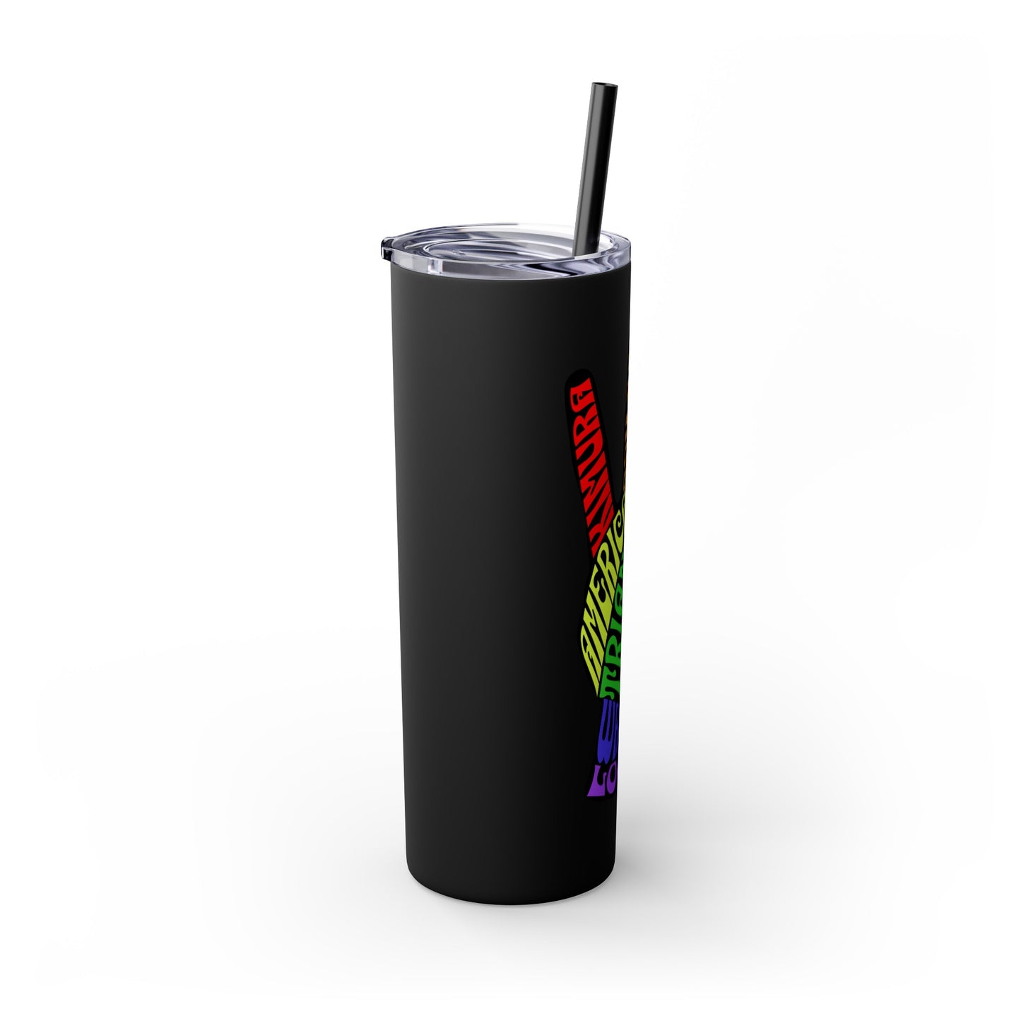 BJJ Submission Peace Sign Skinny Tumbler with Straw, 20oz