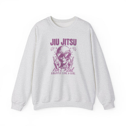 Grapple like a Girl BJJ Women's Crewneck Sweater - Jiu Jitsu isn't Real Alien