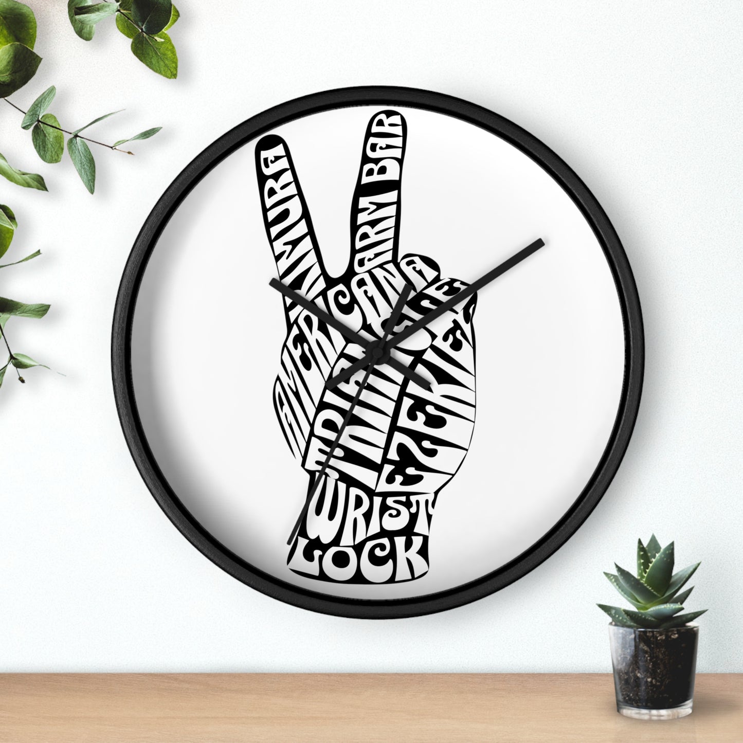 BJJ Submission Peace Sign Wall Clock Gift for Coach or Training Partners