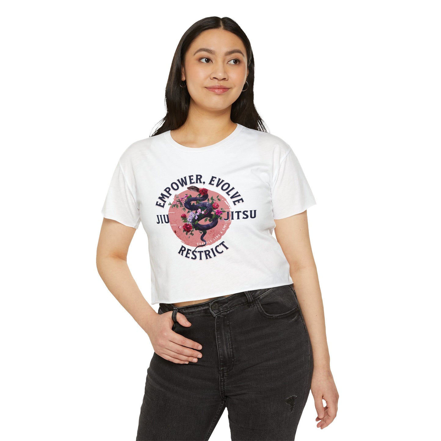 Women's BJJ Empower, Evolve, Restrict Snake Crop Top