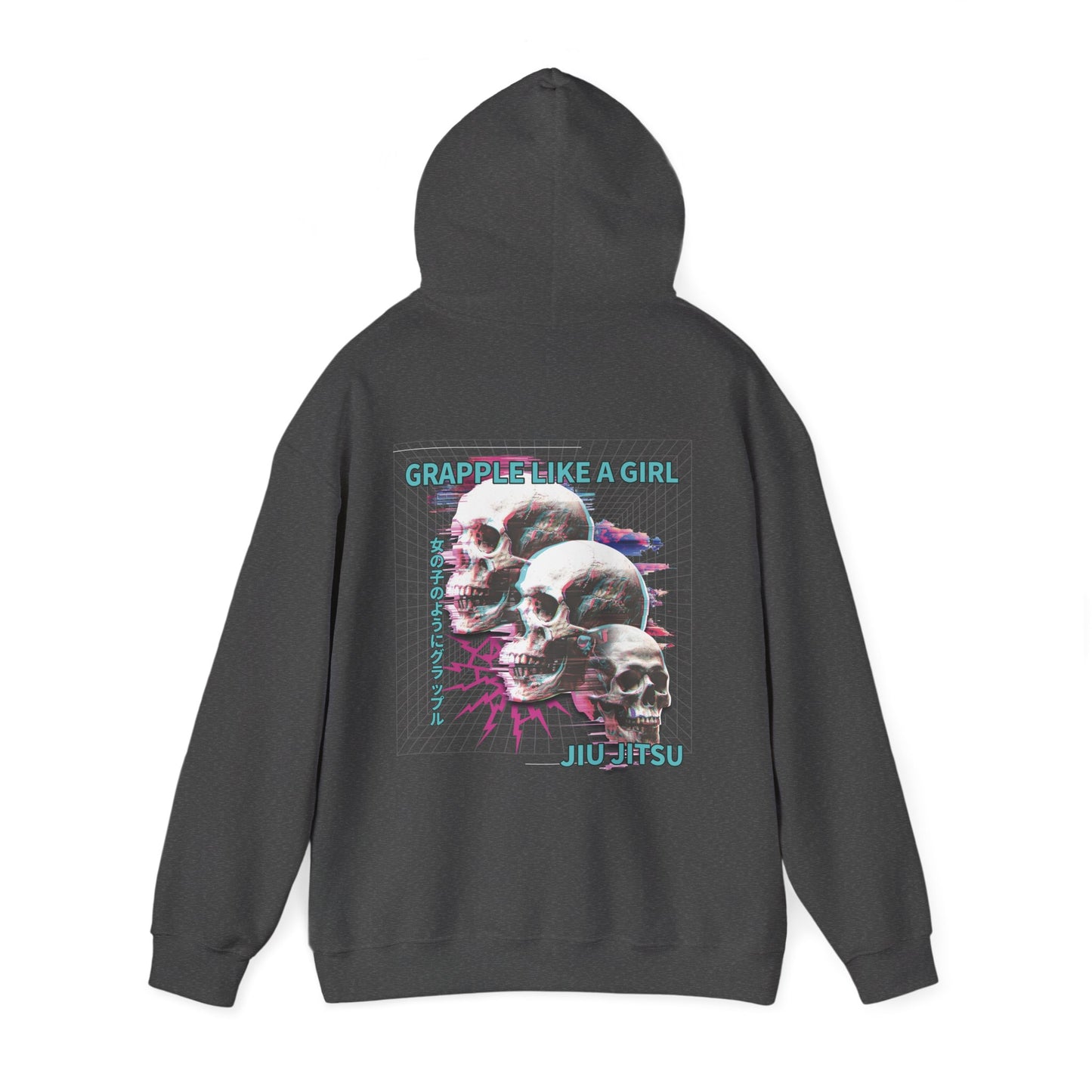 Women's BJJ Hoodie - Grapple Like a Girl, Neon Skulls
