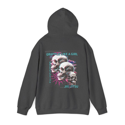 Women's BJJ Hoodie - Grapple Like a Girl, Neon Skulls