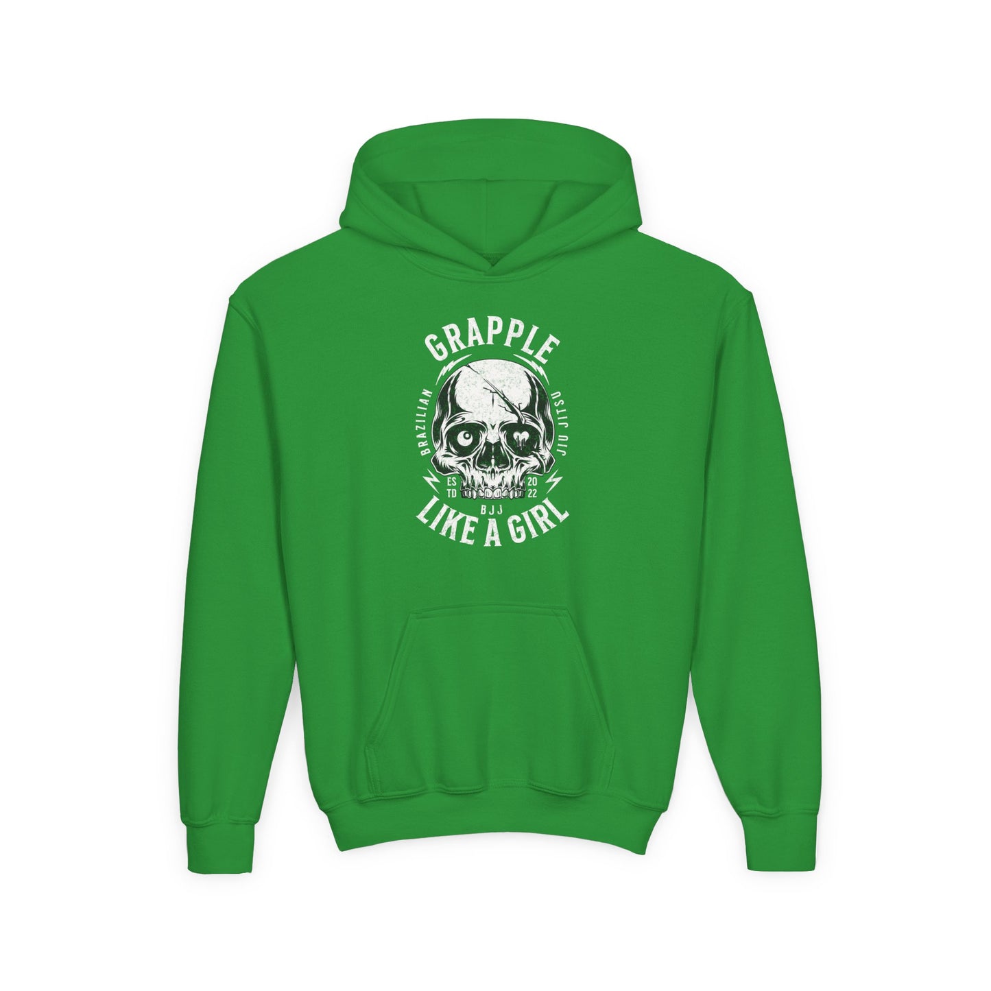 Youth Grapple like a Girl BJJ Skull Jiu Jitsu Hoodie