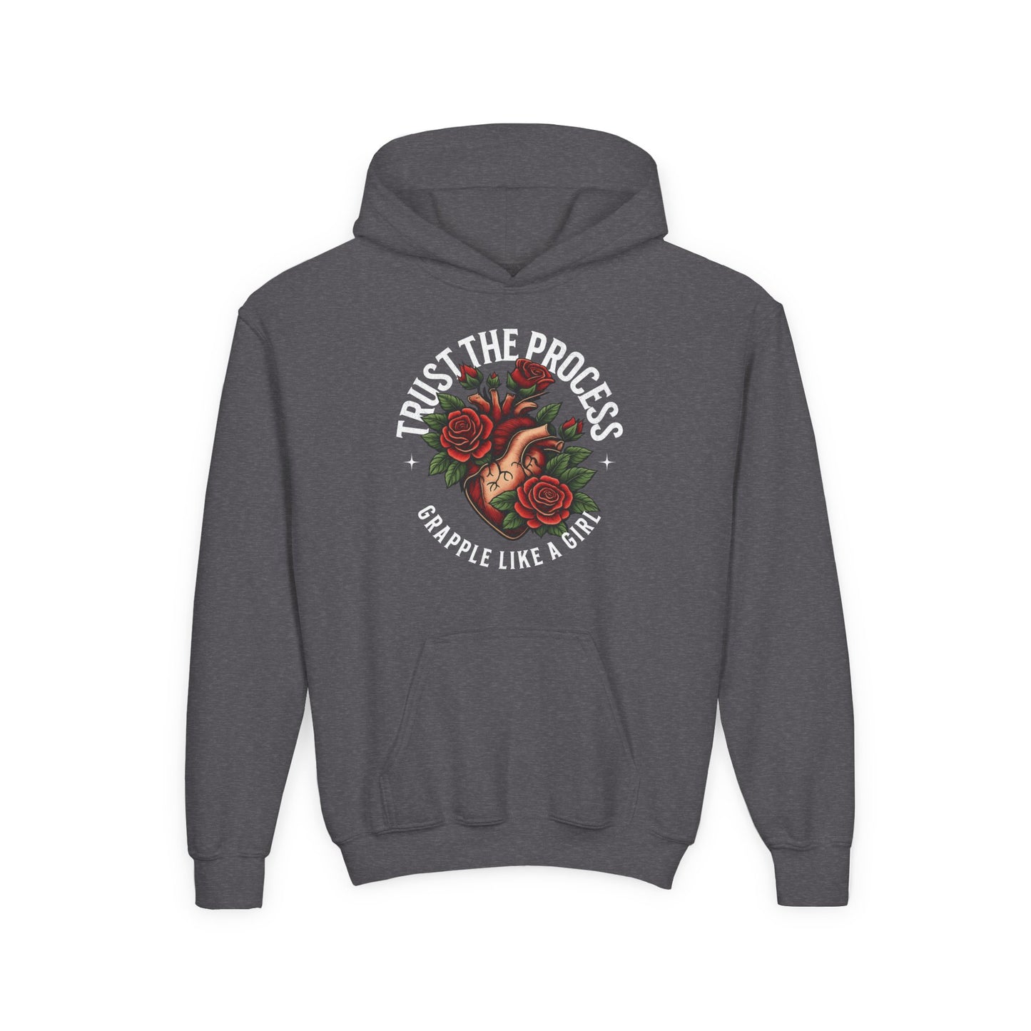 Youth Grapple like a Girl BJJ Hoodie - Trust the Process