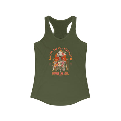 Women's Grapple like a Girl Racerback Tank - Growth is Strength