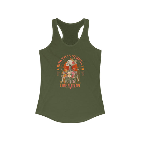 Women's Grapple like a Girl Racerback Tank - Growth is Strength