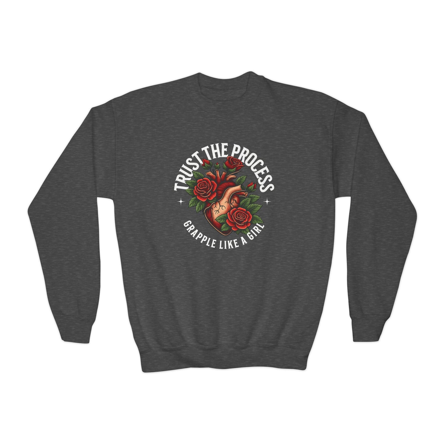 Grapple Like A Girl Youth Crewneck Sweatshirt - Trust the Process