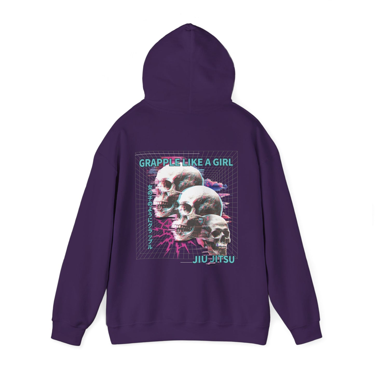 Women's BJJ Hoodie - Grapple Like a Girl, Neon Skulls