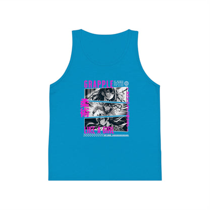 Grapple like a Girl Youth Jersey Tank Top - Anime Girl