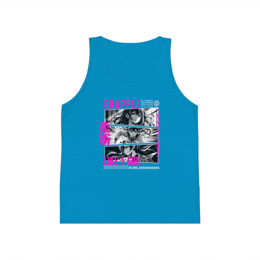 Grapple like a Girl Youth Jersey Tank Top - Anime Girl