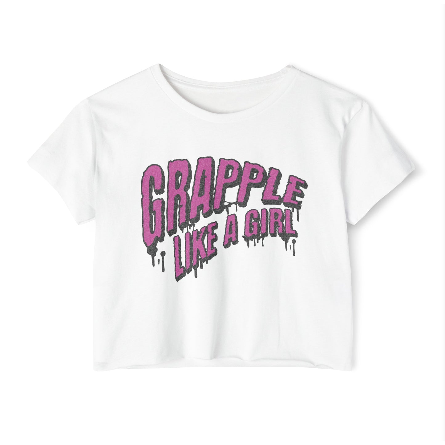 Women's Grapple like a Girl Slime Design Crop Top T-Shirt