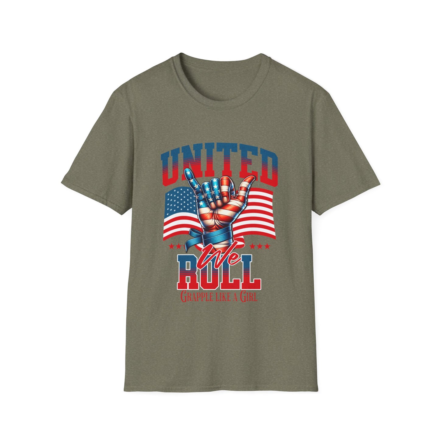 Women's Jiu Jitsu Grapple like a Girl BJJ Patriotic Unisex Softstyle T-Shirt