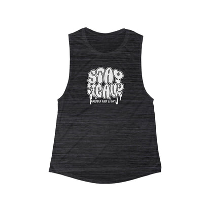 Women's Grapple like a Girl Flowy Scoop Muscle Tank - Stay Heavy