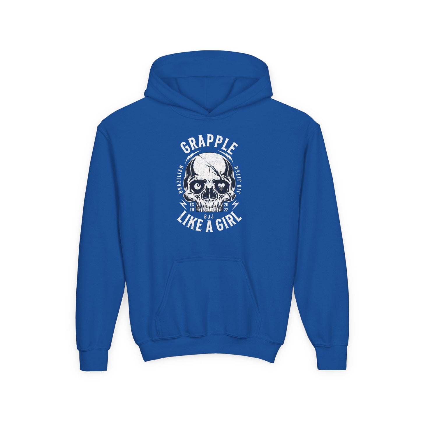 Youth Grapple like a Girl BJJ Skull Jiu Jitsu Hoodie