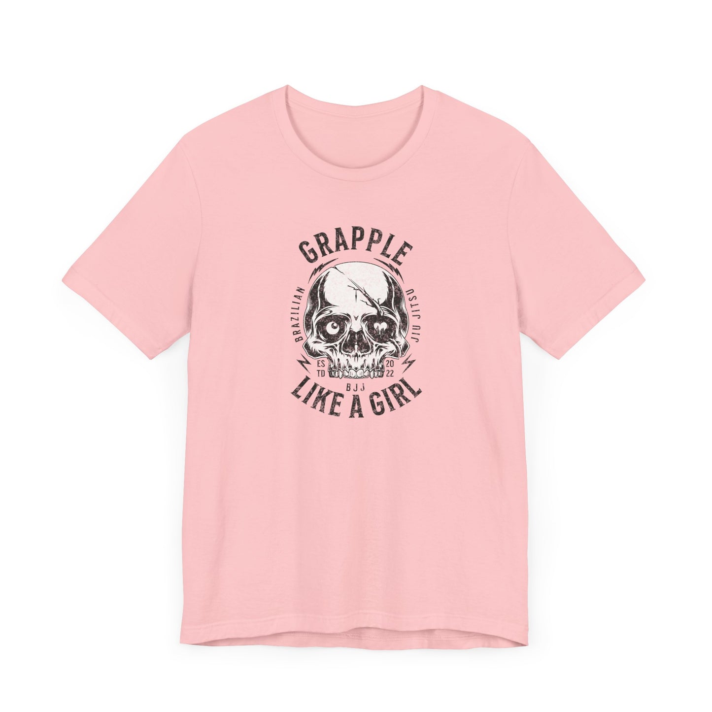 BJJ Women's Jiu Jitsu Grapple like a Girl Tee - Slap, Bump, Roll on the back