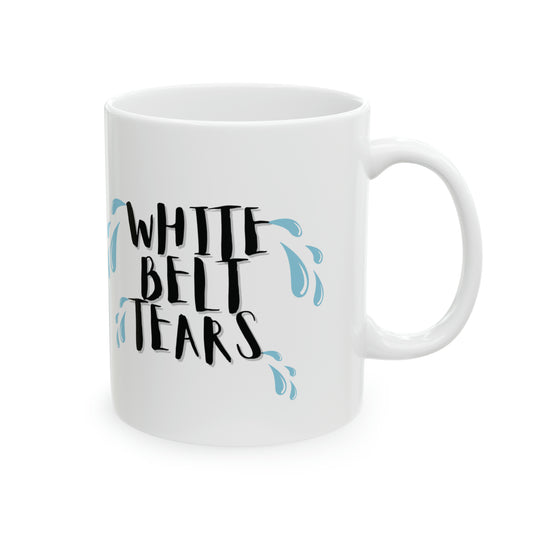 Women's BJJ Jiu Jitsu Ceramic Mug Gift White Belt Tears