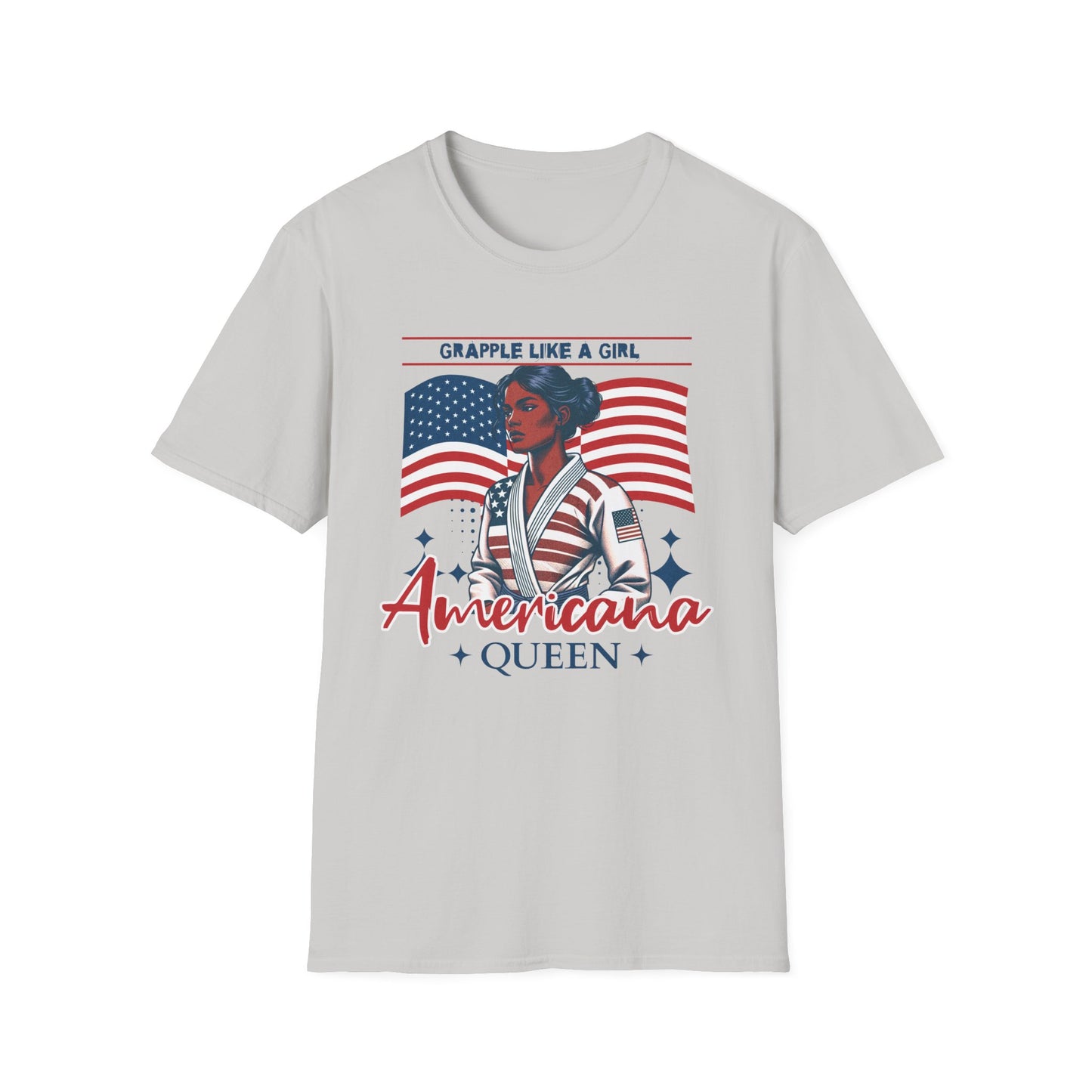 Women's Jiu Jitsu Grapple like a Girl BJJ Americana Queen Patriotic Unisex Softstyle T-Shirt