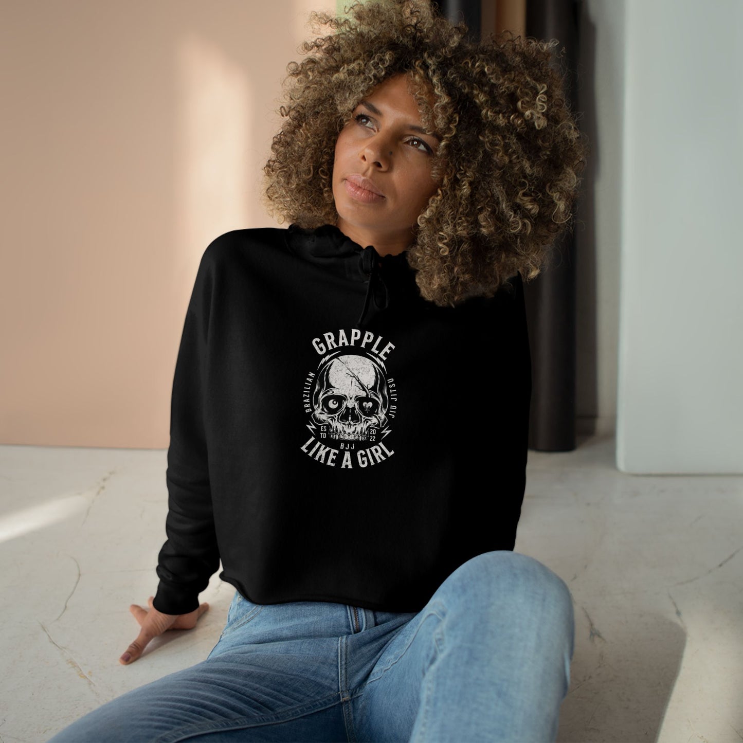 Grapple Like a Girl Crop Hoodie - Empowering Athletic Wear