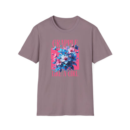 Women's Jiu Jitsu Grapple like a Girl BJJ Unisex Softstyle T-Shirt - Blossoms