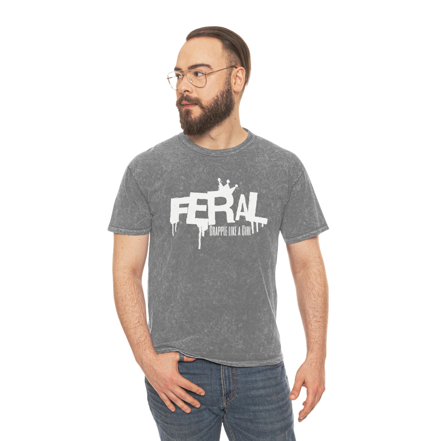 Feral Grapple like a Girl Unisex Fit Mineral Wash T-Shirt